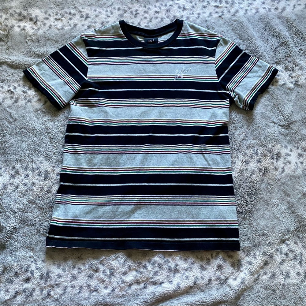 HUF Mint Green Men’s Stripped Embroidered Shirt Sz S